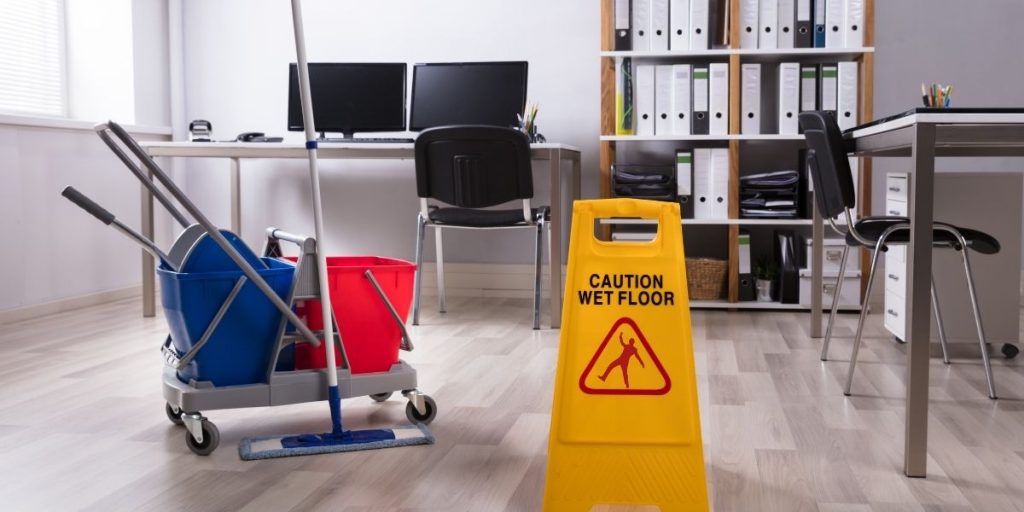 office space that is being cleaned